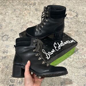 Sam Edelman Black Manchester Lace Up Boots for Women